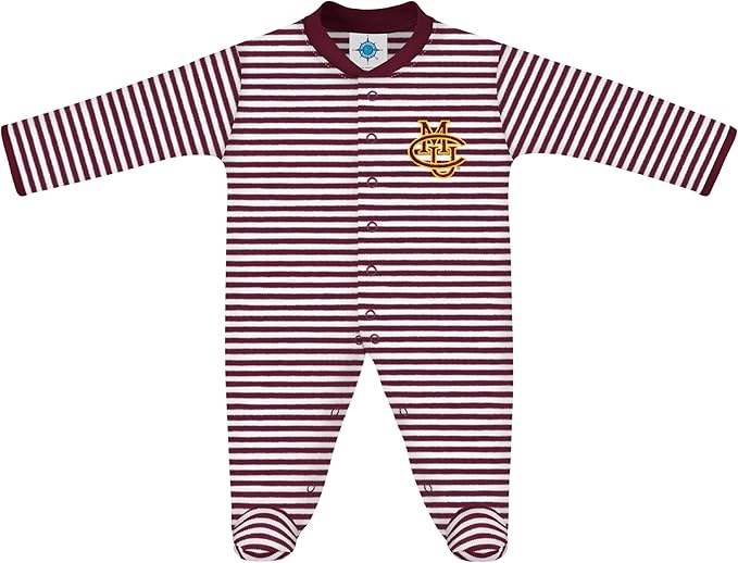 Creative Knitwear College Baby Striped Footed Romper - Team Logo, Multiple Colors, for Boys & Girls (0-9 Months)