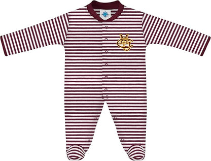 Creative Knitwear College Baby Striped Footed Romper - Team Logo, Multiple Colors, for Boys & Girls (0-9 Months)