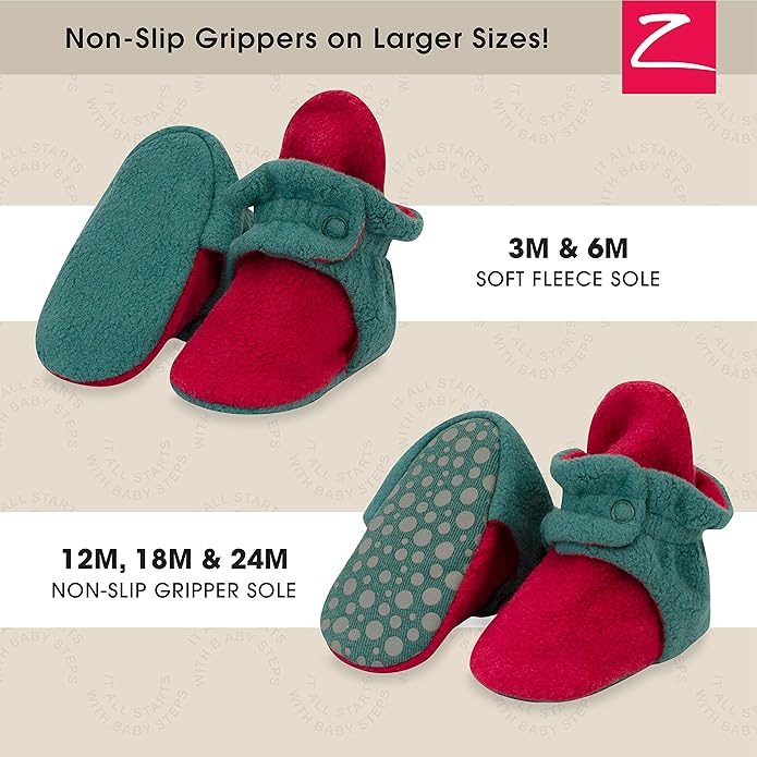 Zutano Unisex Fleece Baby Booties, Two Snap Closure, Newborn to 24 Months