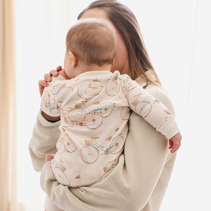 Burt's Bees Baby Boys Sleep and Play PJs, 100% Organic Cotton One-Piece Zip Front Romper Jumpsuit Pajamas