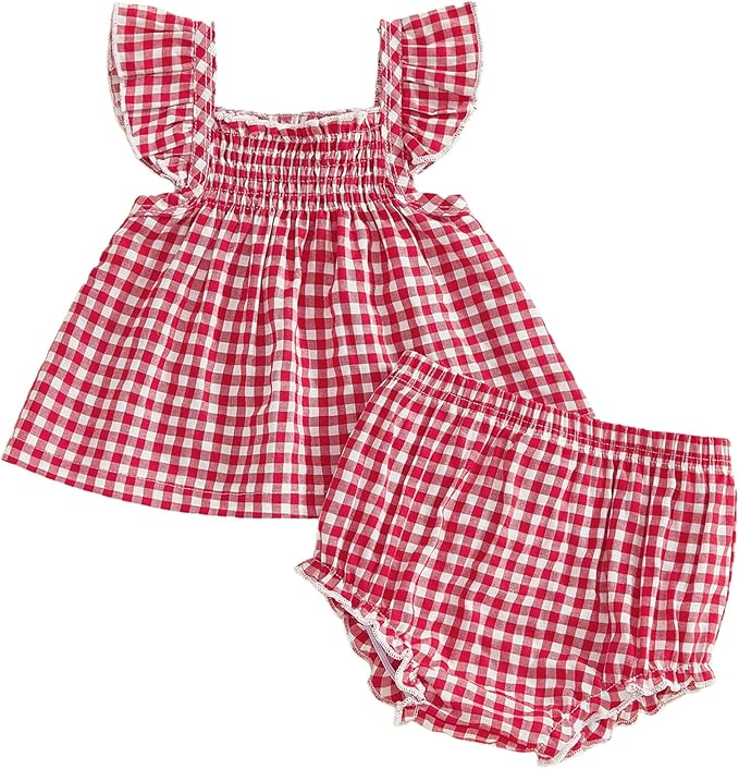 Mubineo Baby Girl Summer Clothes Cute Ruffle Tops Dress Shorts Outfits Set Infant Toddler Shrit Bloomers Princess Outfit