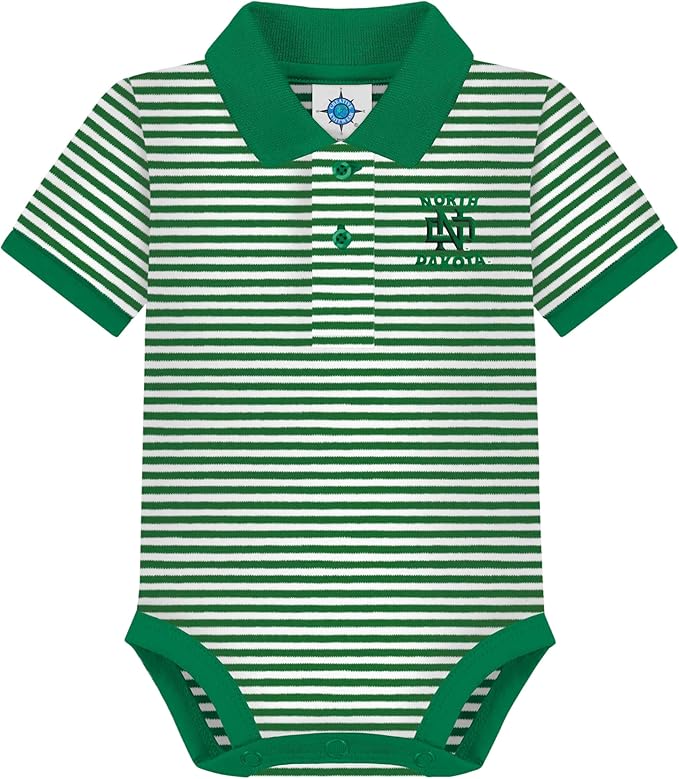 Creative Knitwear College Baby Striped Polo Bodysuit - Team Logo, Multiple Colors, for Boys & Girls (0-12 Months)