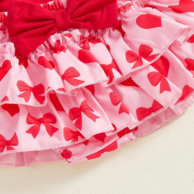 My First Valentines Baby Girl Outfit Newborn Long Sleeve Romper Skirt 4Pcs Set Valentines Baby Winter Spring Clothes