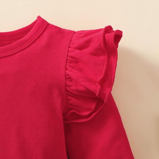 Baby Girl Solid Color Romper Infant Ruffle Sleeve Bodysuit One Piece Outfit Toddler Jumpsuit clothes