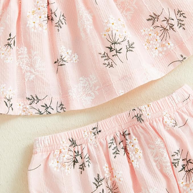 Mubineo Baby Girl Summer Clothes Cute Ruffle Tops Dress Shorts Outfits Set Infant Toddler Shrit Bloomers Princess Outfit