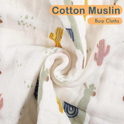 Kenning 20 Pack Muslin Baby Burp Cloths Large 20 x 10 Inches and 10 x 10 Inch Cotton Baby Burp Rags Cute Towel and Washcloths Face Towels 6 Layers Absorbent for Infant Shower, 20 Styles