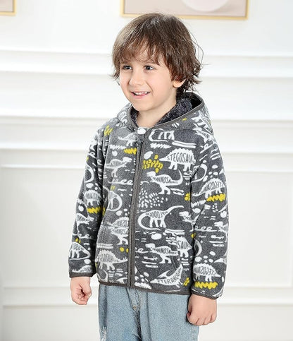 Feidoog Toddler Fleece Jacket Baby Boys Girls Hooded Zipper Long Sleeve Thick Warm Outerwear