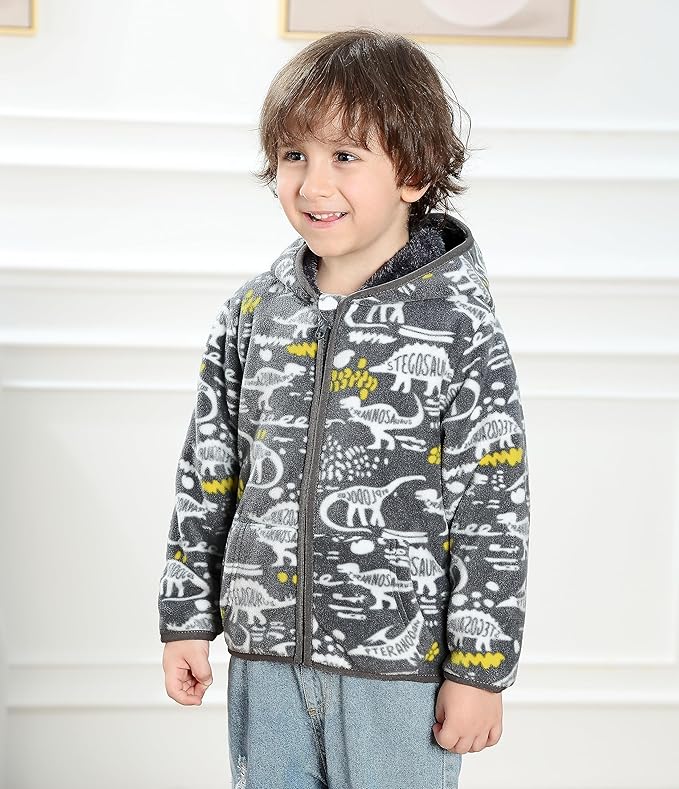 Feidoog Toddler Fleece Jacket Baby Boys Girls Hooded Zipper Long Sleeve Thick Warm Outerwear