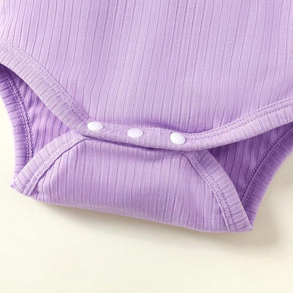 0-24M Infant Ribbed Romper Baby Girls Knit Ruffle Bodysuit Toddler Girl Solid Color Jumpsuit Holiday Shirt Tpos