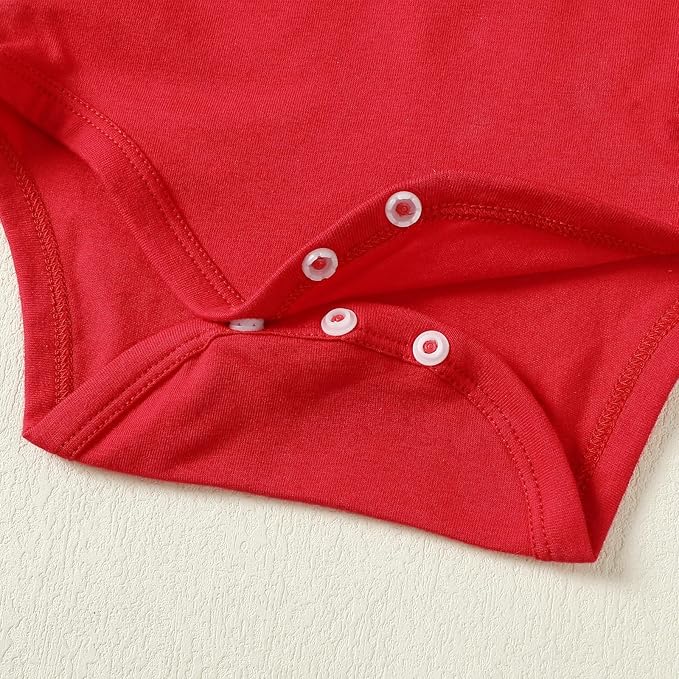 0-24M Infant Girls Ruffle Collar Romper Baby Girl Solid Color Bodysuit Casual Jumpsuit (Red short, 12-18 Months)