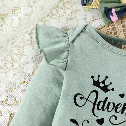 GDTOGRT Newborn Baby Girl Clothes Outfit Set Sweet Ruffle Romper, Pants and Headband 0 3 6 9 12 18 Months Infant Clothing