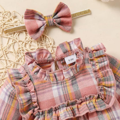 GRNSHTS Newborn Baby Girl Clothes Ruffle Rompers Toddler Fall Outfits for Girls Set Little Girl Fall Winter Clothing