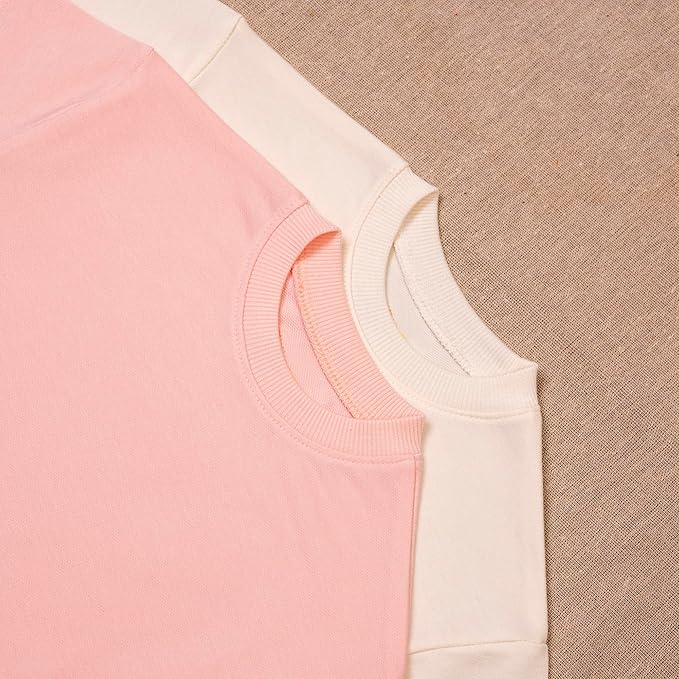 Baby Girl Romper Set 2-Pack Cotton Bodysuits, Long Sleeve & Short Plain Outfit, Newborn Infant Outfit for Girls