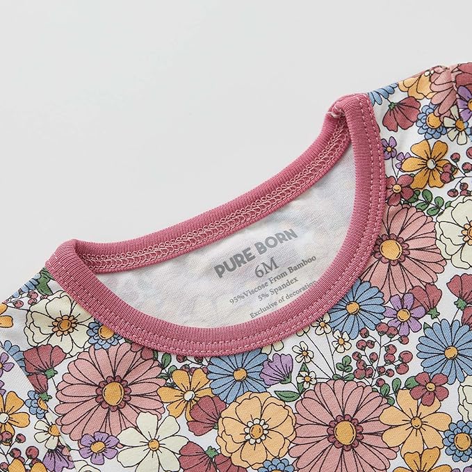 pureborn Baby Girls Boys Bodysuit Super Soft Cotton Romper 0-24 Months