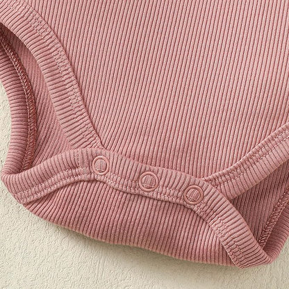 OPAWO Long Sleeve Onsies for Baby Girls' Bodysuits Newborn 3 Pack Infant Ribbed Fall Baby Girl Romper Undershirt