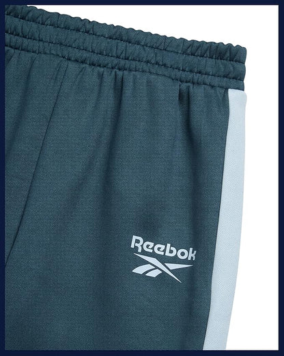 Reebok Baby Boy Pants Set - 3 Piece Tricot Fleece Jogger Pants Short Sleeve T Shirt & Track Jacket for Toddlers & Infants