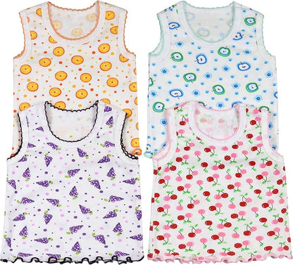 ToBeInStyle Girl's 4 Pack Ruffle Hem Cotton Tank Tops