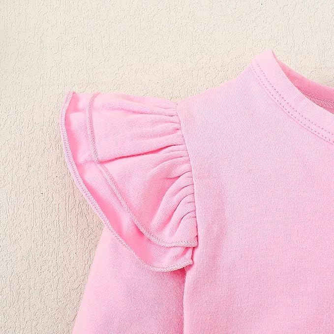 LYSMuch Toddler Baby Girls Long Sleeve Ruffle T Shirt Kids Casual Plain Solid Top Blouse T-Shirt Undershirt