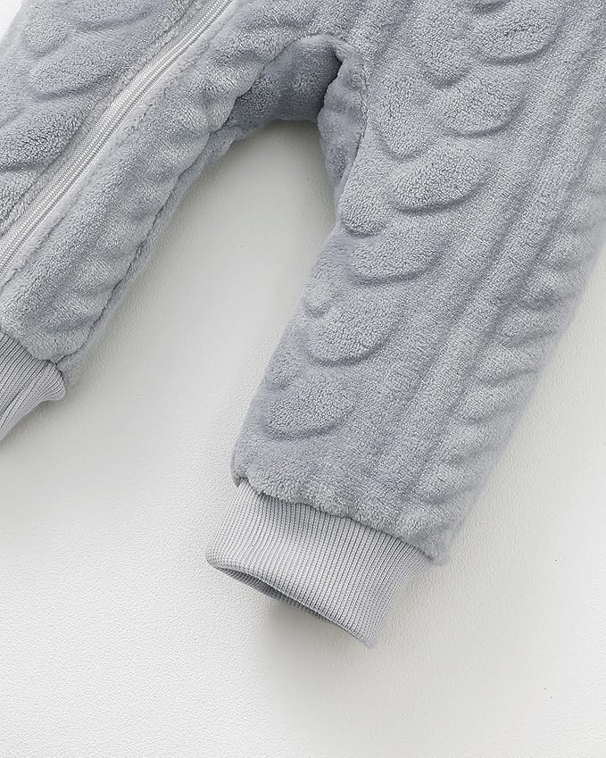 Saeaby Newborn Baby Girl Boy Clothes Fall Winter Infant Long Sleeve Fleece Jumpsuit Romper Hooded Baby Snowsuit Bear Outfit