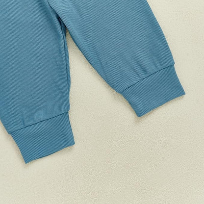 fhutpw Baby Boy Clothes 3 6 12 18 Months Ribbed Knitted Long Sleeve Romper and Pants Sets Newborn Fall Splicing Color Outfits