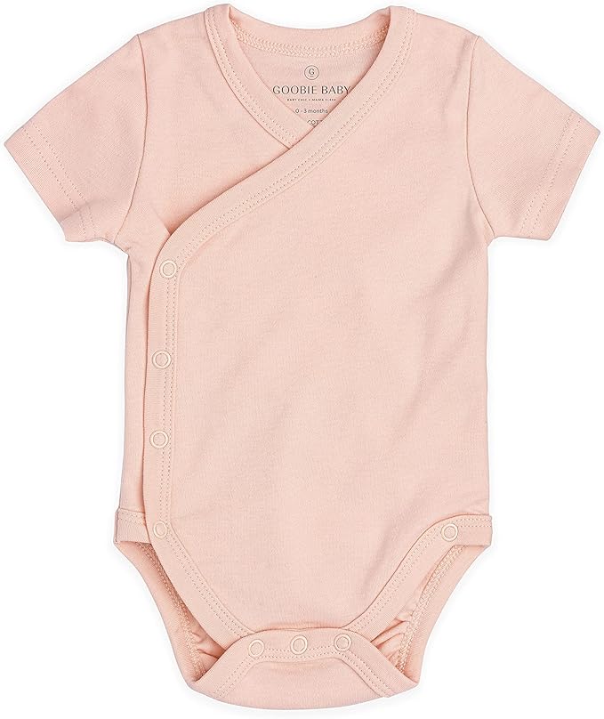 Baby Side Snap Bodysuit Set, 100% Cotton Boy Girl Unisex Kimono Onesie, 4 Pack