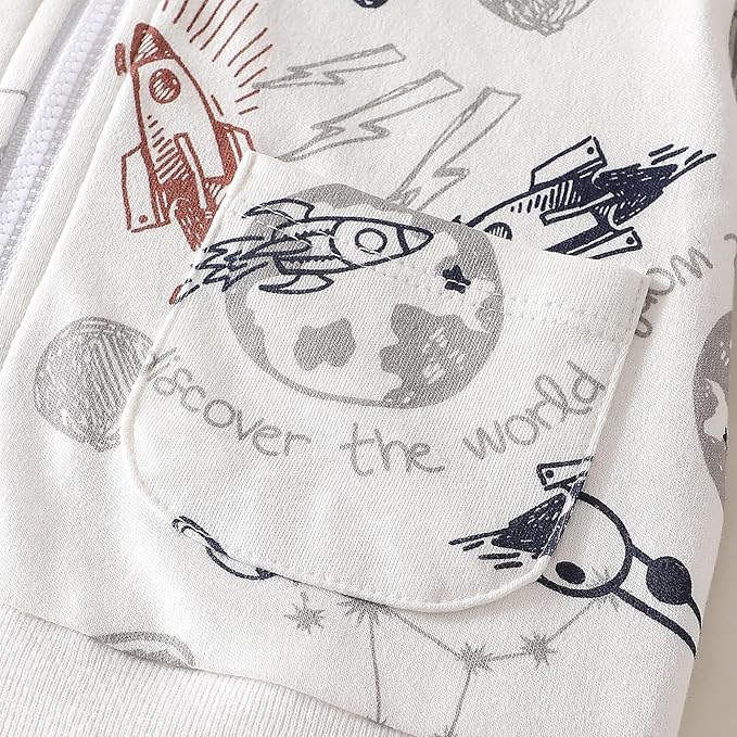 ROMPERINBOX Baby Hoodie for Boy Girl, Full Zip-up Lightweight Thin Jackets Coat Sweatshirts 0-24 Months