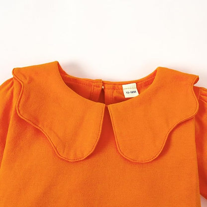 0-24M Infant Girls Ruffle Collar Bodysuit Baby Girl Casual Romper Toddler Solid Color Jumpsuit Winter Clothes