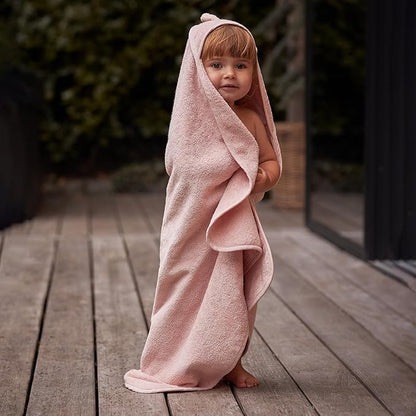 Baby Hooded Towel – Organic Cotton Baby Bath Towels, 32" x 32" Super-Soft and Absorbent Baby Towels for Newborn 2-Pack (Rabbit Blush/Bear Baby Blue)