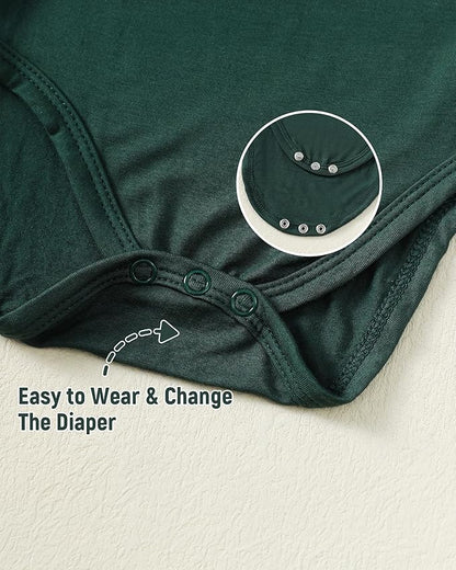 DEFAHN 2PCS Visocse from Bamboo Baby Rompers Unisex Onsies Solid Short Sleeve Baby Bodysuit 0-24 Months