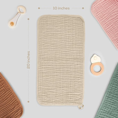 Muslin Burp Cloths, 20"x10"- Pack of 8, 6 Layers Super Soft Absorbent & Breathable 100% Cotton for Baby Drool and Messes, Burp Cloth Baby Boy and Burp Cloths Baby Girl