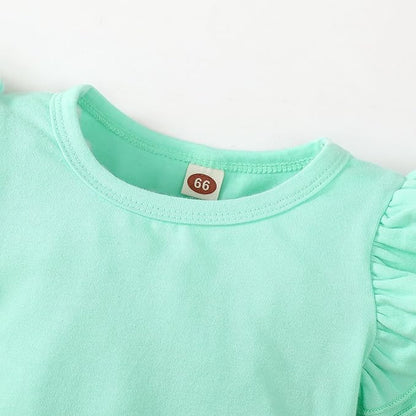 Baby Girl Solid Color Romper Infant Ruffle Sleeve Bodysuit One Piece Outfit Toddler Jumpsuit clothes