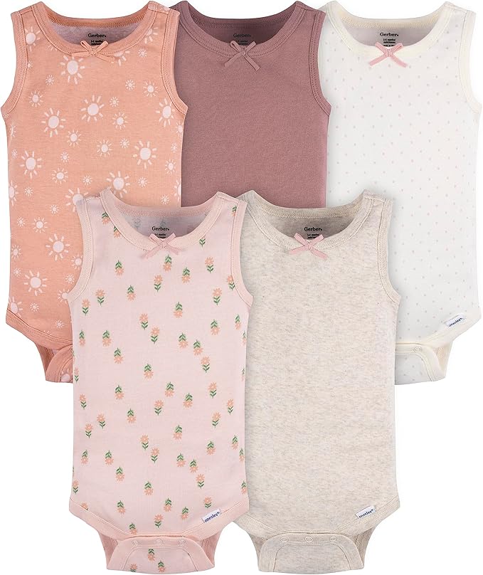 Gerber Baby Girls Multi-Pack Sleeveless Onesies Bodysuit