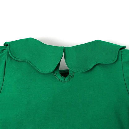 0-24M Infant Girls Ruffle Collar Romper Baby Girl Solid Color Bodysuit Casual Jumpsuit (Green short, 0-3 Months)