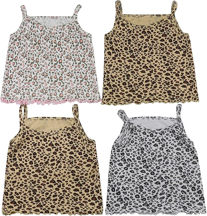 ToBeInStyle Girl's 4 Pack Ruffle Hem Spaghetti Strap Tank Tops