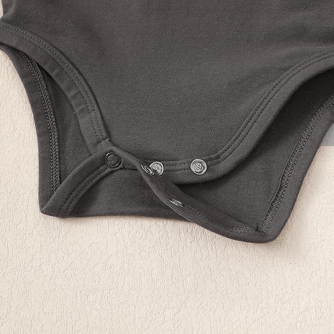 ROMPERINBOX Long Sleeve Onsies Girl 3 Pack Knitted Solid Baby Crew Neck Bodysuit Multicolors 0-24 Months