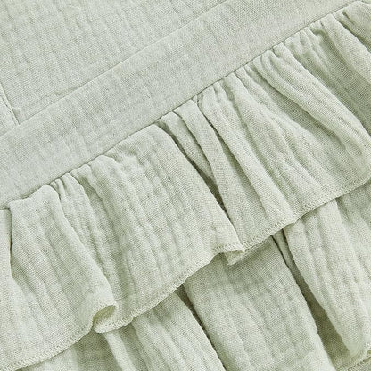 Thorn Tree Baby Girl Summer Clothes Newborn Outfit Ruffle Romper Infant Baby Dress Bow Headband Solid Cute Outfits Girls