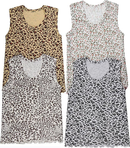 ToBeInStyle Girl's 4 Pack Ruffle Hem Cotton Tank Tops