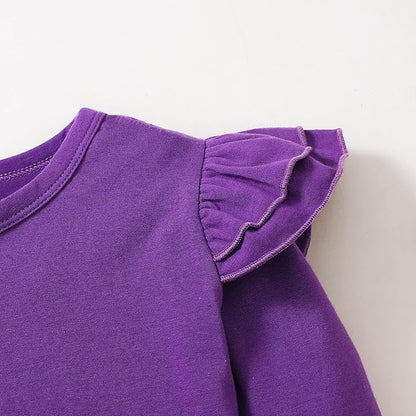 12M-14Y Toddler Baby Girls T Shirt Solid Color Blouse Ruffle Top Cotton Casual Tees Plain Shirt