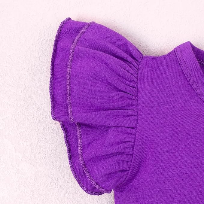 12M-14Y Toddler Baby Girls T Shirt Solid Color Blouse Ruffle Top Cotton Casual Tees Plain Shirt