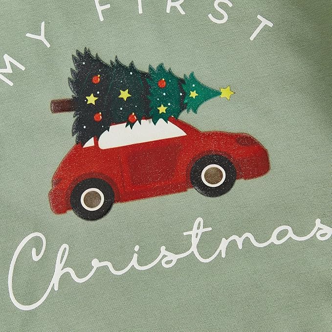 CIYCUIT My First Christmas Baby Boy Girl Outfit Infant Long Sleeve Christmas Bodysuit Romper
