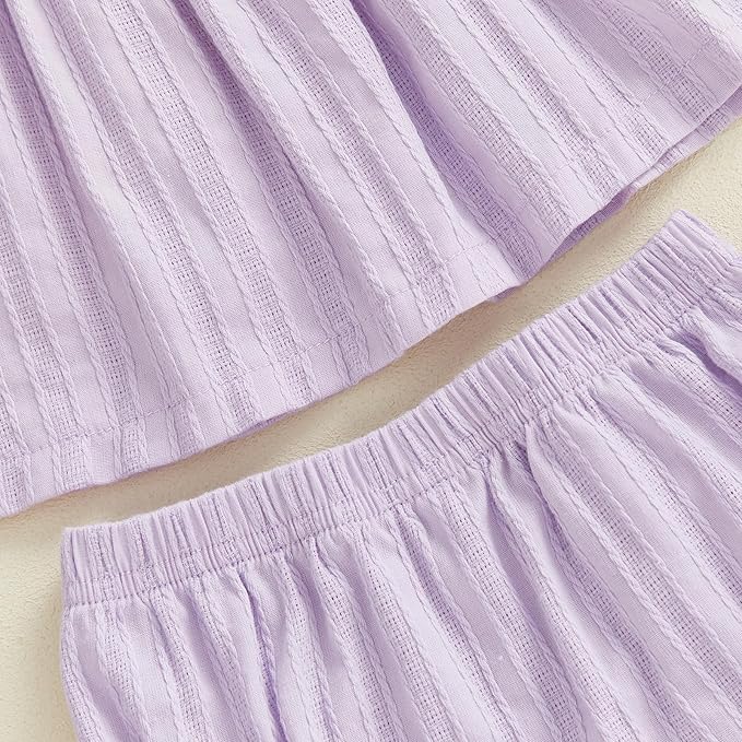 Mubineo Baby Girl Summer Clothes Cute Ruffle Tops Dress Shorts Outfits Set Infant Toddler Shrit Bloomers Princess Outfit