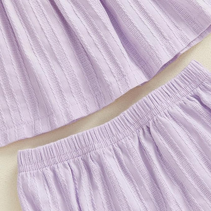 Mubineo Baby Girl Summer Clothes Cute Ruffle Tops Dress Shorts Outfits Set Infant Toddler Shrit Bloomers Princess Outfit