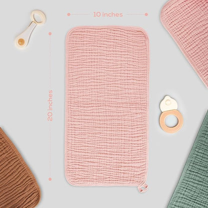 Muslin Burp Cloths, 20"x10"- Pack of 8, 6 Layers Super Soft Absorbent & Breathable 100% Cotton for Baby Drool and Messes, Burp Cloth Baby Boy and Burp Cloths Baby Girl