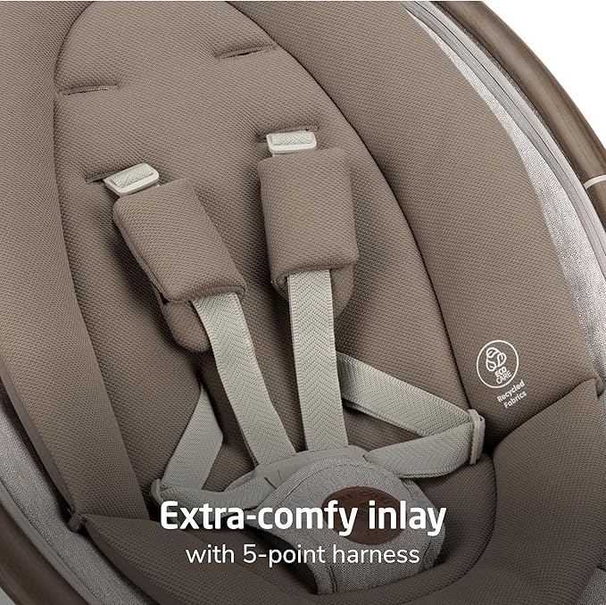 Maxi-COSI Cassia Smart Baby Swing for Infants, Portable Foldable Swing with Music, 360 Rotation, 5 Speeds, 12 Melodies, EcoCare Fabric, Auto Motion Sensor, 2 Reclines, Truffle