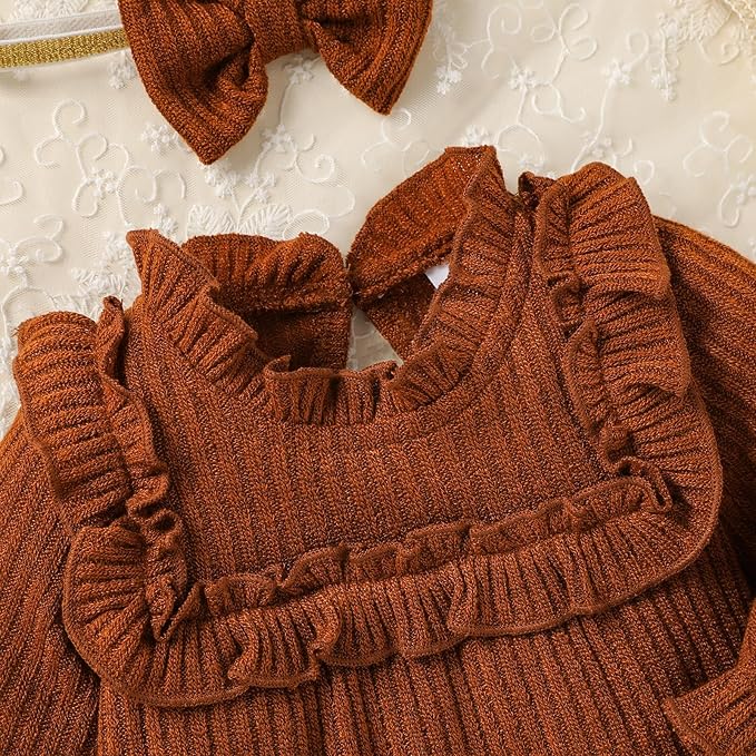 GRNSHTS Newborn Baby Girl Clothes Ruffle Rompers Toddler Fall Outfits for Girls Set Little Girl Fall Winter Clothing