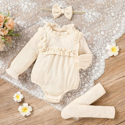 GRNSHTS Newborn Baby Girl Clothes Ruffle Rompers Toddler Fall Outfits for Girls Set Little Girl Fall Winter Clothing