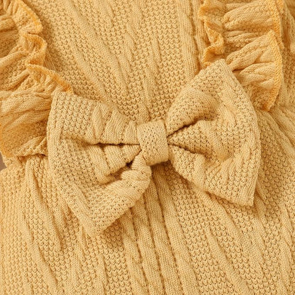 Happy Town Baby Girl Romper Infant Fall Winter Clothes Ruffle Sweater Long Sleeve Bodysuit Jumpsuit and Headband