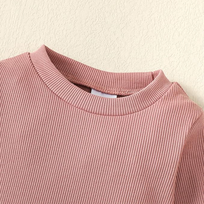 OPAWO Long Sleeve Onsies for Baby Girls' Bodysuits Newborn 3 Pack Infant Ribbed Fall Baby Girl Romper Undershirt