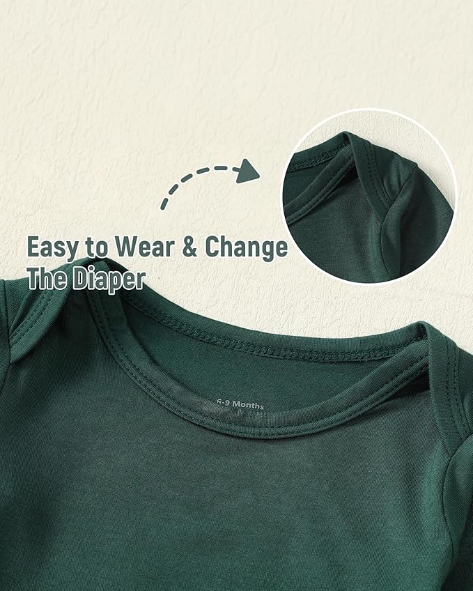 DEFAHN 2PCS Visocse from Bamboo Baby Rompers Unisex Onsies Solid Short Sleeve Baby Bodysuit 0-24 Months