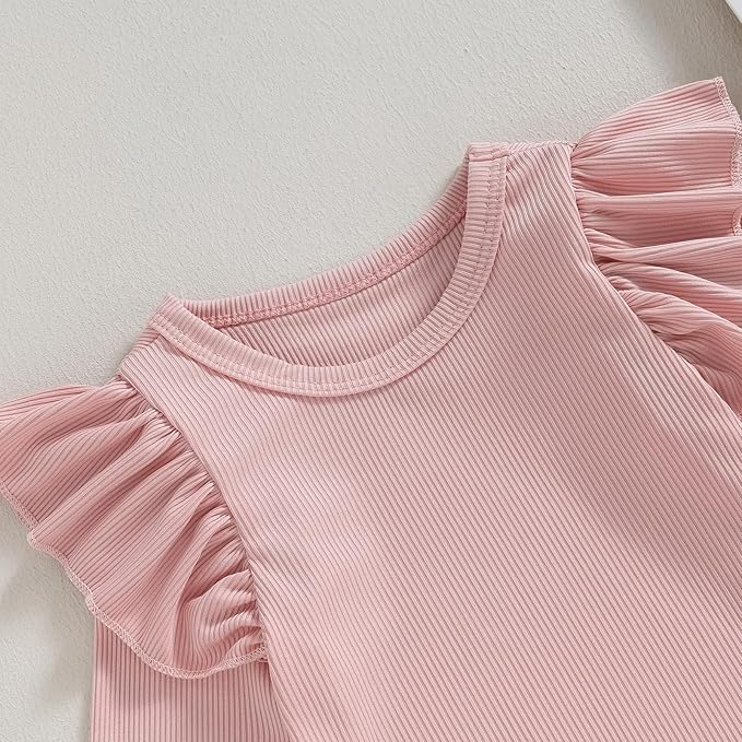 Newborn Infant Baby Girl Solid Ruffle Romper Bodysuit Jumpsuit Casual Clothes One Piece Outfit